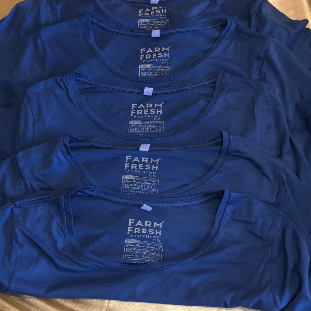 NWOT 5 pieces Farm Fresh 100% ORGANIC COTTON Bundle tee Tops T shirt wholesale